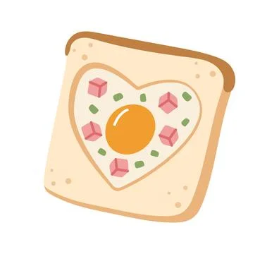 1121.ill.1.heart shaped egg in bread Stock Illustration