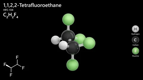 1,1,2,2-Tetrafluoroethane or HFC-134. C2H2F4. Black back. 3D render Stock Footage 288870173