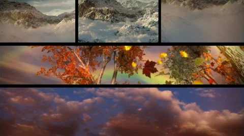 (1129) Sky Clouds Mountains Sunsets and Seasons Composition Loop Stock Footage 537268