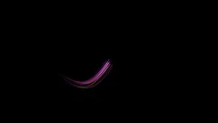 Emerging glowing purple infinity sign on black background from many lines.