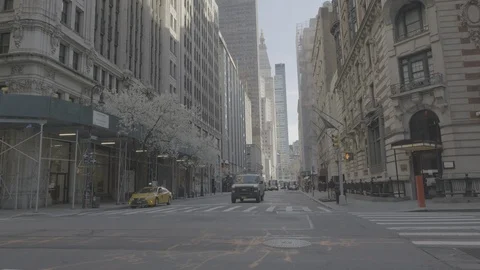 1153 Empty street in NYC during the coronavirus quarantine, ungraded, S-Log Stock Footage 127149601