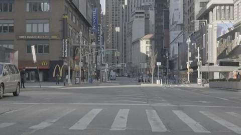 1158 someone wearing mask, empty street, NYC, ungraded, S-Log Stock Footage 127147393