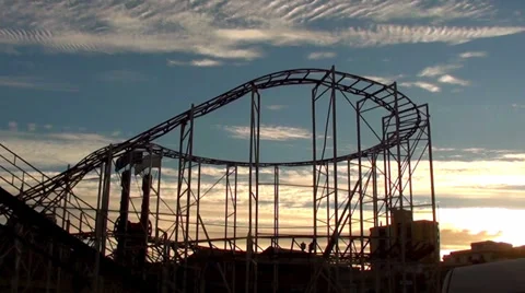 1160 Amusement park at sunset Stock Footage 34343126