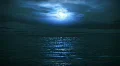(1162) Blue Full Moon Tropical Ocean Waves Romantic Night Travel HD Footage