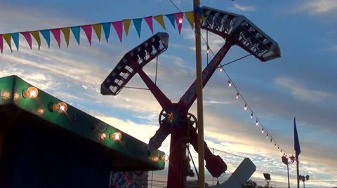 1164 Sunset amusement park Stock Footage 34344800
