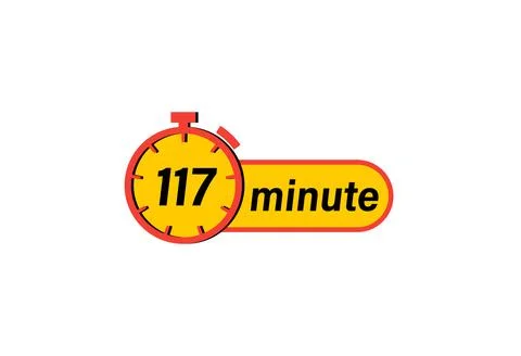 117 minute timer Clock, Timer icon, countdown icon. Time measure. Chronomet.. Stock Illustration