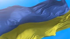 Ukraine flag video waving in wind 4K. Realistic ukrainian background.