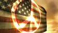 (1179) Weathered USA Old Glory American Flag Peace Symbol Sunset Animation HD Footage