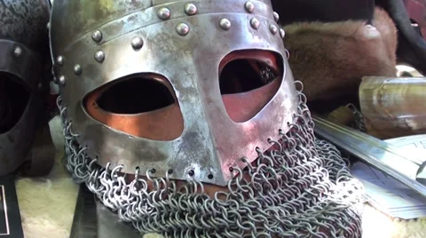 1180 Medieval helmet Stock Footage 34449275