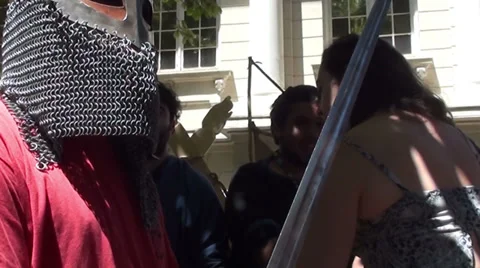 1182  Medieval mesh and helm Stock Footage 34445625