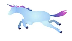 Running unicorn business style cartoon character