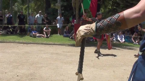 1187  Medieval Sword Fighting Stock Footage 34468199