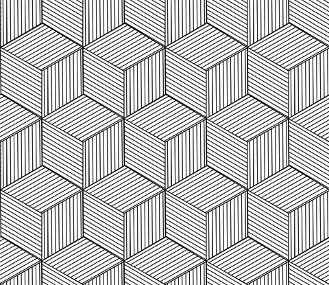 1188 Seamless pattern with black lines cube 스톡 일러스트