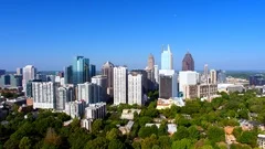 Gorgeous Atlanta Georgia Skyline, Sunny Day, 4K Aerial Drone