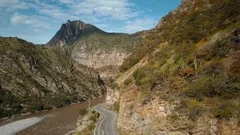 Mountains and higway near river in Apurimac - South America, Peru