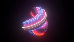 3D curved neon lights seamless loop abstract shape animation background