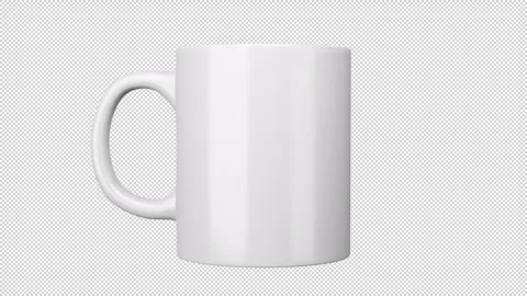 11oz white mugs on transparent background. Vídeo Stock 246410450