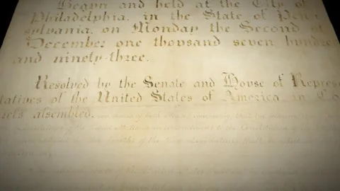 11th Amendment Aged United States Document Faded Text Stock Footage 339259402