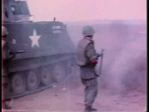 The 11th armored cavalry regiment fights Vietcong forces during the Vietnam War Stock Footage 75306116