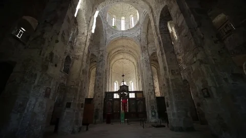 11th century Dormition Cathedral interior, Mokva, Caucasus Stock-Footage 85124574