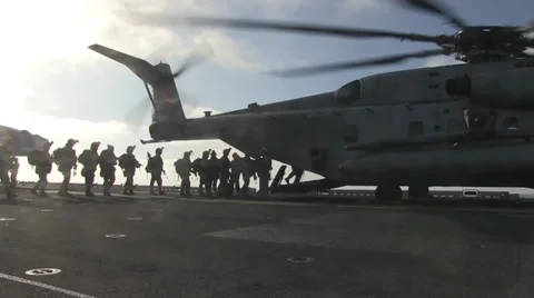 11th MEU Marines Launch Vertical Assualt Mission Stock Footage 37843348