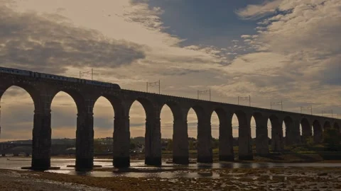 11th October 2025. Royal Border Bridge  Berwick-upon-Tweed, England, UK Stock Footage 320417719