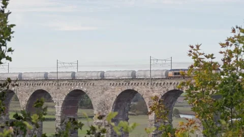 11th October 2025.  The Royal Border Bridge. Berwick-upon-Tweed, England. Video stock 323503311