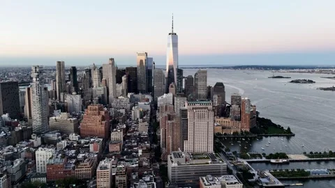 11th of September 2024. Drone flight to World Trade Center, New York City, USA Stock Footage 299919814