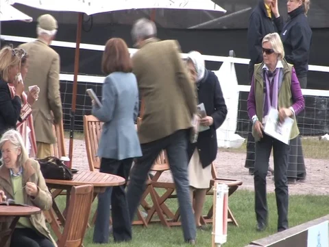 12-05-2011 Queen Elizebeth 2 greets Camilla at Royal Windsor Horse Show Video stock 104415853