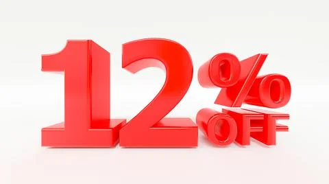 12% off 3d text on white background Stock Illustration