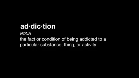 12 addiction definition animation black background Stock Footage 267338779