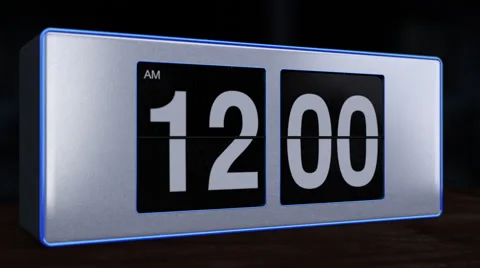 12 AM Midnight on Retro Flip Alarm Clock Stock Footage 48418466