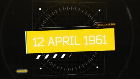 12 April 1961 with HUD elements on digital monitor Stock Footage 258726542