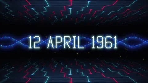 12 April 1961 with neom waves and motherboard elements Stock Footage 237439098