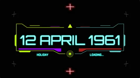 12 April1961 with HUD elements on digital screen Stock Footage 235682888