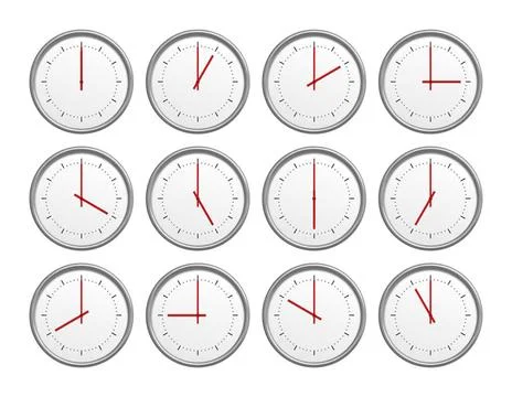 12 clocks An image of 12 clocks with different time Copyright: xZoonar.com... Foto stock