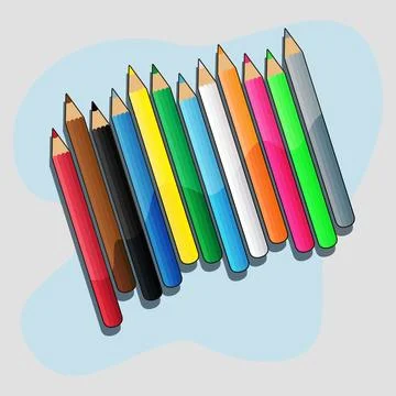 12 colored pencils vector illustration Stock Illustration