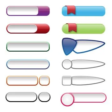 12 colorful button for website build element concept design with different .. Stock Illustration