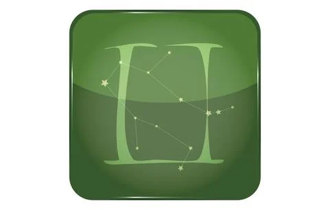 12 constellations green button icon with star shape added: Gemini 스톡 일러스트