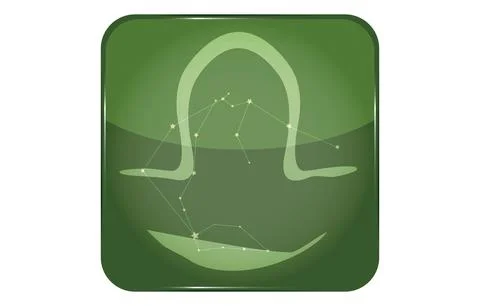 12 constellations green button icon with star shape: Libra 스톡 일러스트