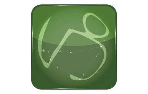 12 constellations green button icon with star shape added: Capricorn Illustrazione stock