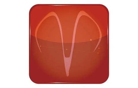 12 constellations red button icon with star shape: Aries Illustrazione stock