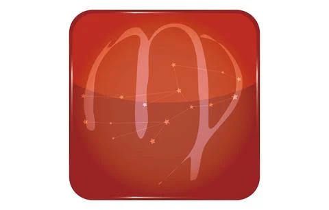 12 constellations red button icon with star shape: Virgo Illustrazione stock