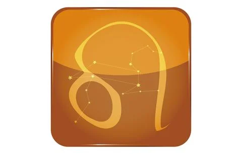 12 constellations yellow button icon with star shape added: Leo Illustrazione stock