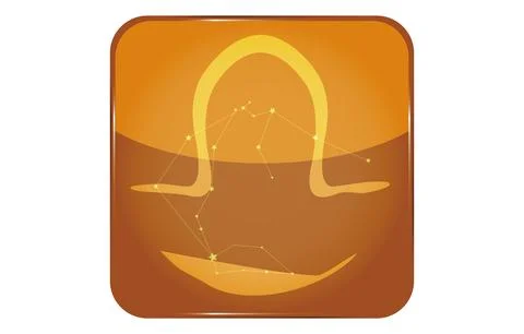 12 constellations yellow button icon with star shape: Libra Illustrazione stock