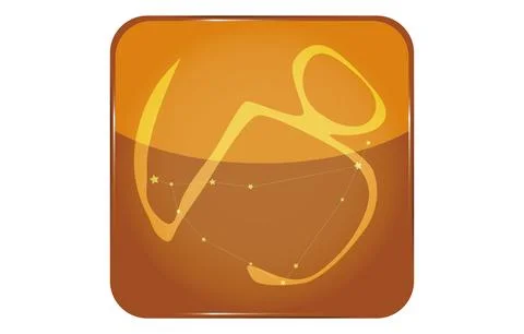 12 constellations yellow button icon with star shape added: Capricorn Stock Illustration