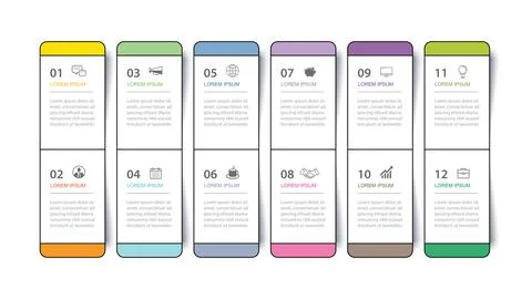 12 data infographics tab thin line index template. Vector illustration abstra Stock Illustration