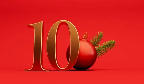 The 12 days of christmas. 10th day festive background gold lettering with bauble Stock Illustration