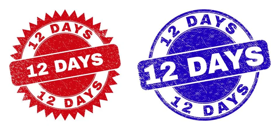 12 DAYS Rounded and Rosette Stamps with Rubber Texture 스톡 일러스트