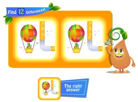 12 differences funny fruit air ball Stock Illustration